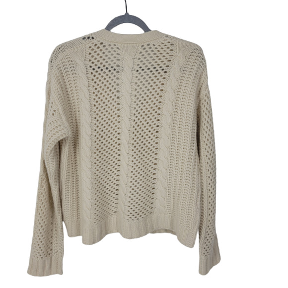 Oats Cashmere Women's Chunky Cable Knit Button Close V-neck Cardigan Size XS - Picture 3 of 10